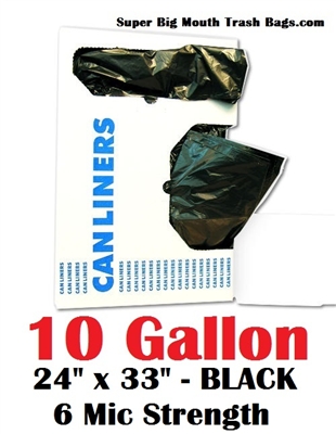 10 Gallon Trash Bags 10 Gal Garbage Bags Can Liners - 24 x 24 6 Micron  CLEAR 1000ct
