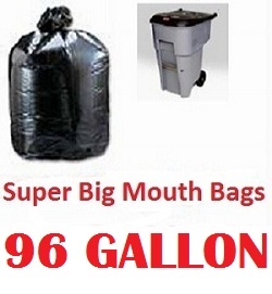 96 Gallon Trash Bags Super Big Mouth X-Large Industrial 96 GAL